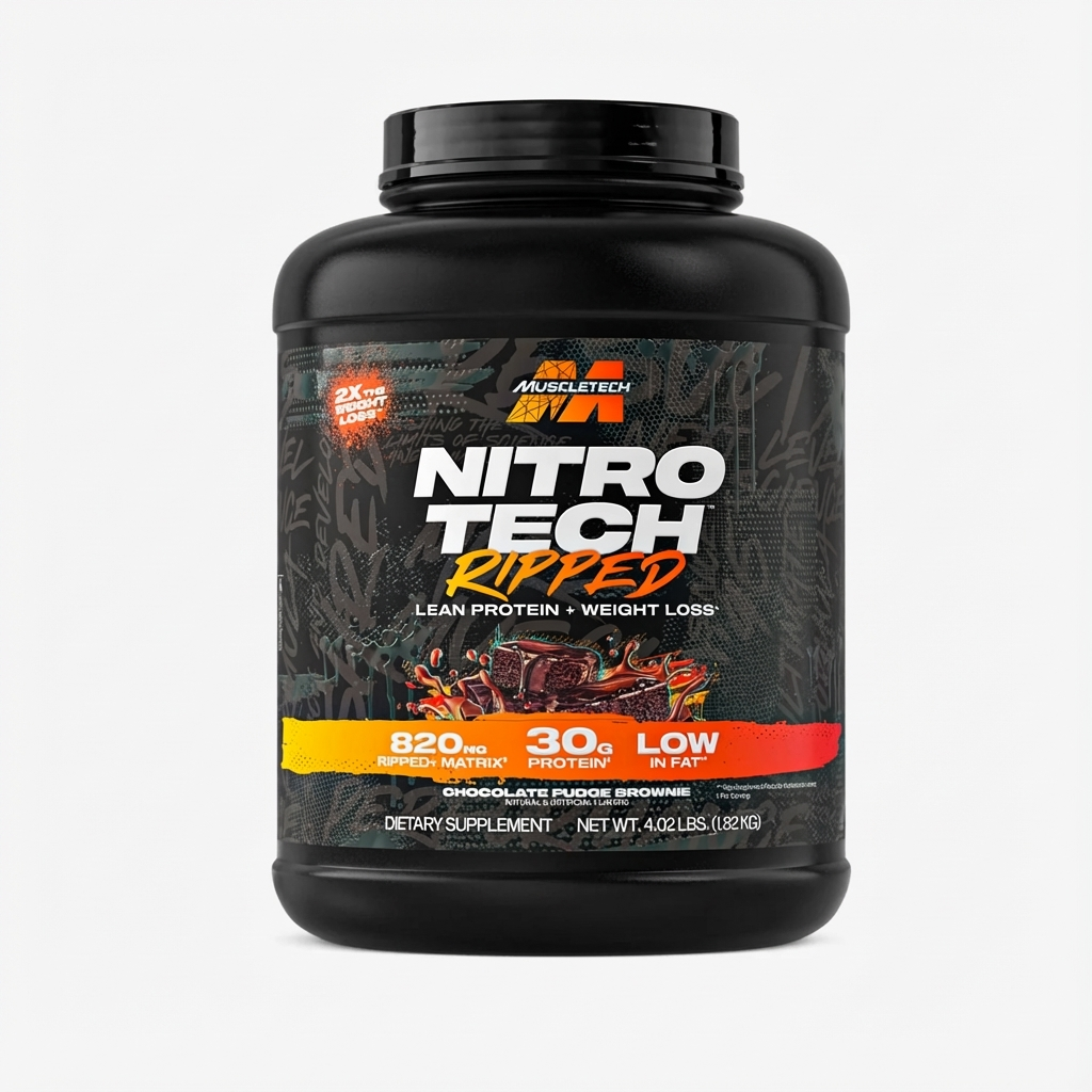 پروتئین Nitro Tech Ripped ماسل‌تک – 4 پوند (شکلاتی)